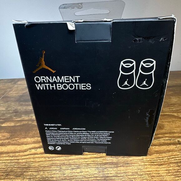 Jordan Ornament Newborn With Booties Air Jordan Black on Red Silver Logo - Picture 3 of 6